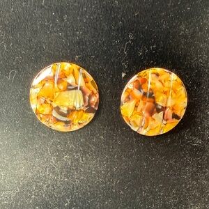 SASSY JONES Amber Mosaic Round Stud Earrings